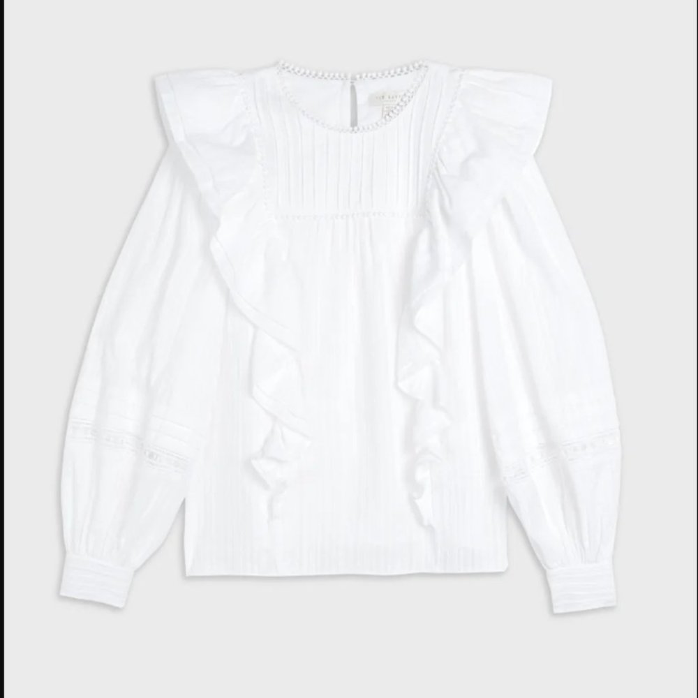 Ted Baker Silais Double Frill Blouse White